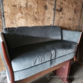 Grey Sofa Loveseat w/ Wood Frame and Legs